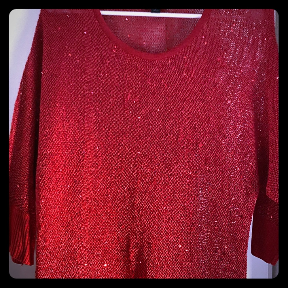 Red sequin sweater